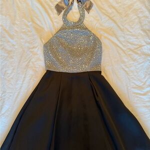 B Darlin Silver and Black Mini Dress